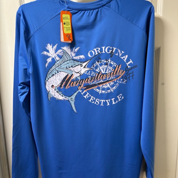 Margaritaville Palace Blue Shirt with Palm Design - Picture 10 of 10